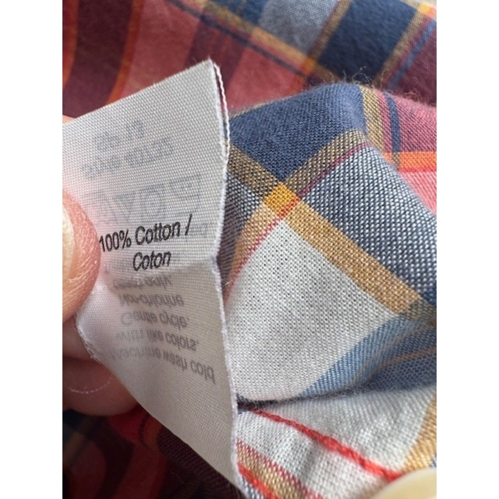 J Crew Summer Plaid Shirt Mens MED Madras Plaid Cotton Button Down Long Sleeve - Picture 7 of 9